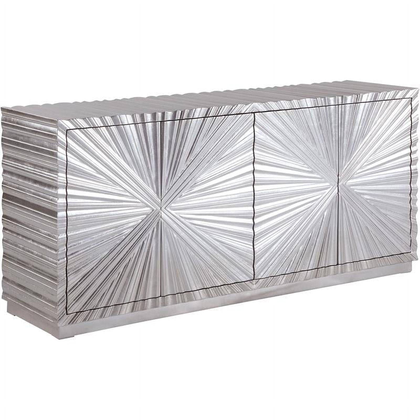 Silverton 66'' Elegant Silver Leaf Sideboard with Sunburst Details