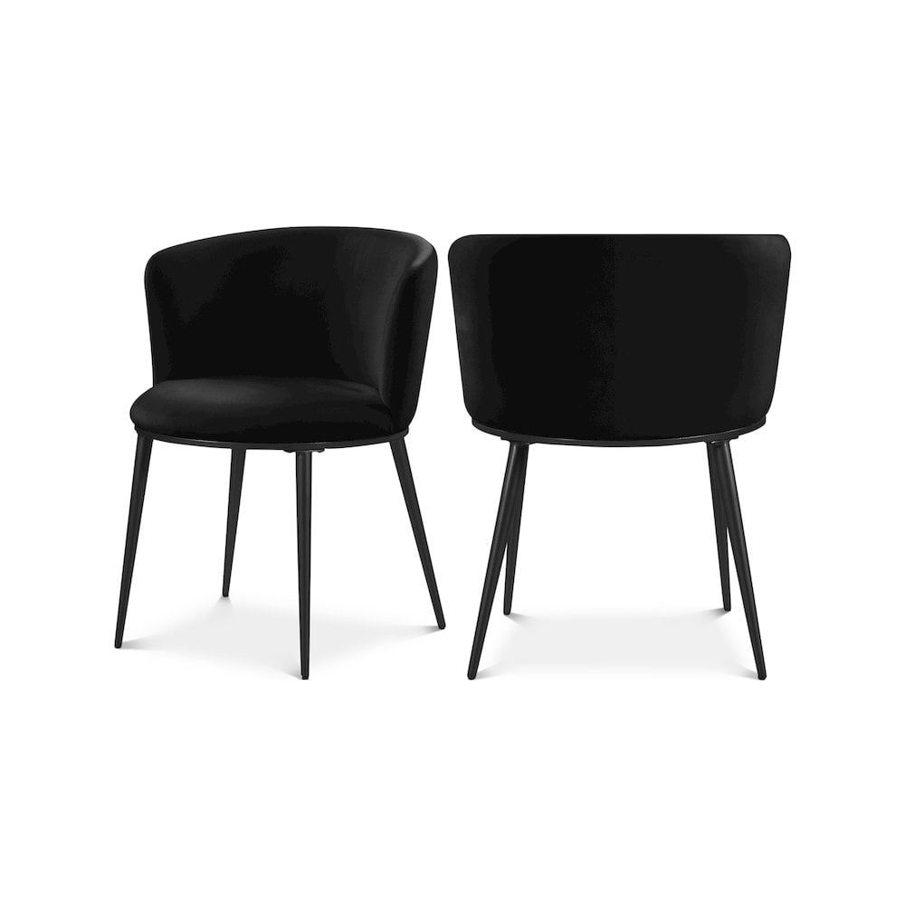 Petite Skylar Matte Black Velvet Dining Chair