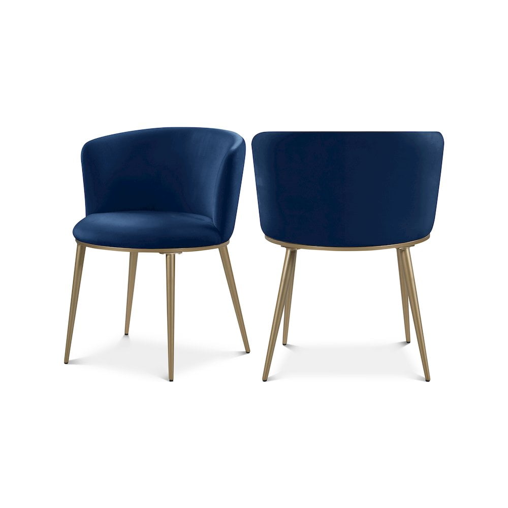 Navy Velvet Upholstered Side Chair with Gold Legs
