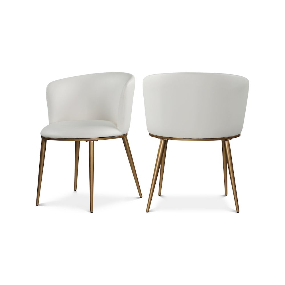 Skylar Petite White Faux Leather Dining Chair with Gold Legs