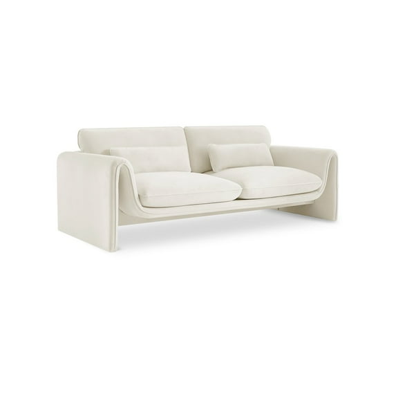 Meridian Furniture Sloan Cream Velvet Fabric Sofa
