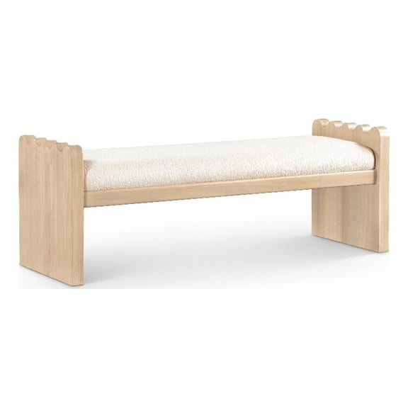 Meridian Furniture Sonia Cream Velour Fur Fabric Bench
