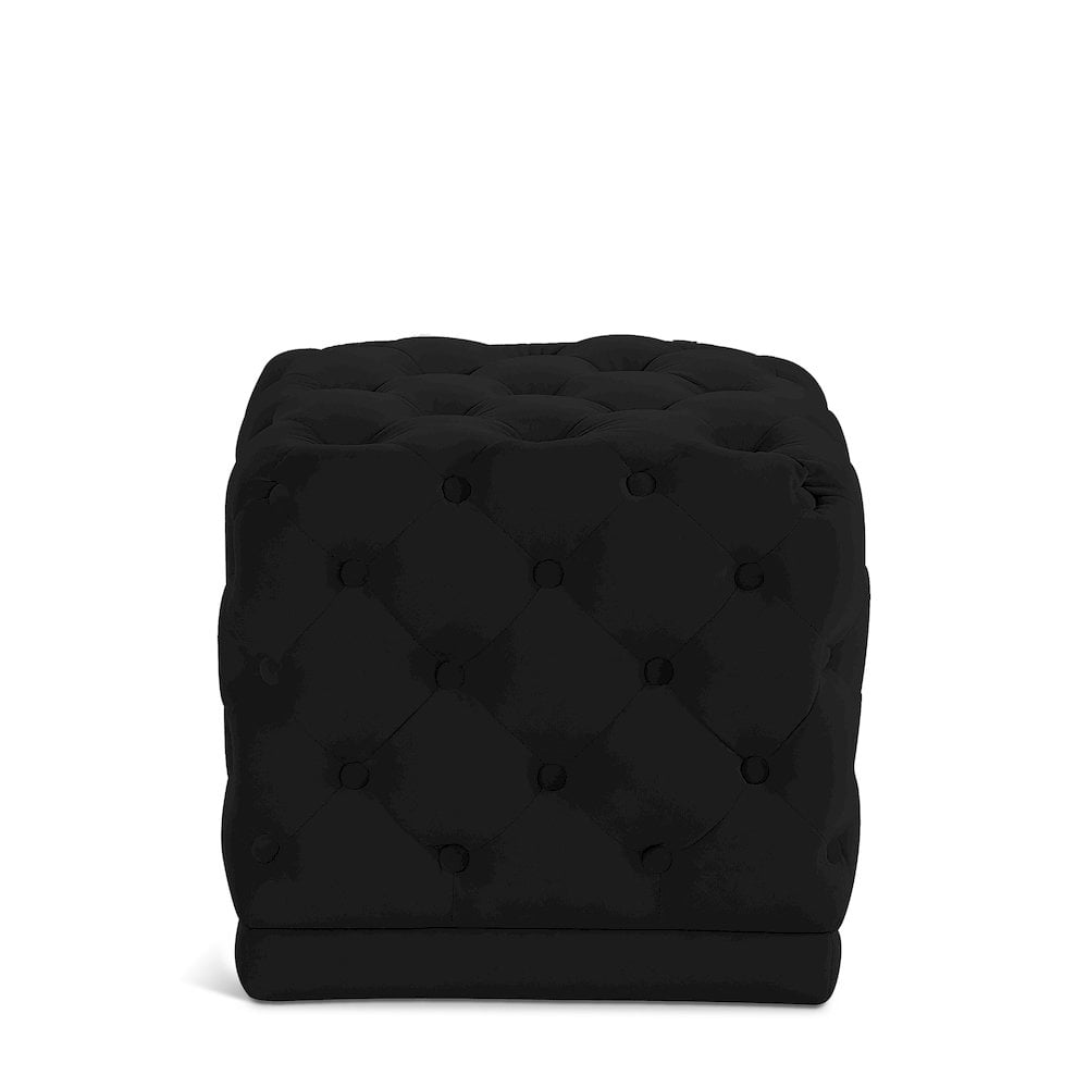 Meridian Furniture Stella Contemporary Velvet Ottoman/Stool in Black