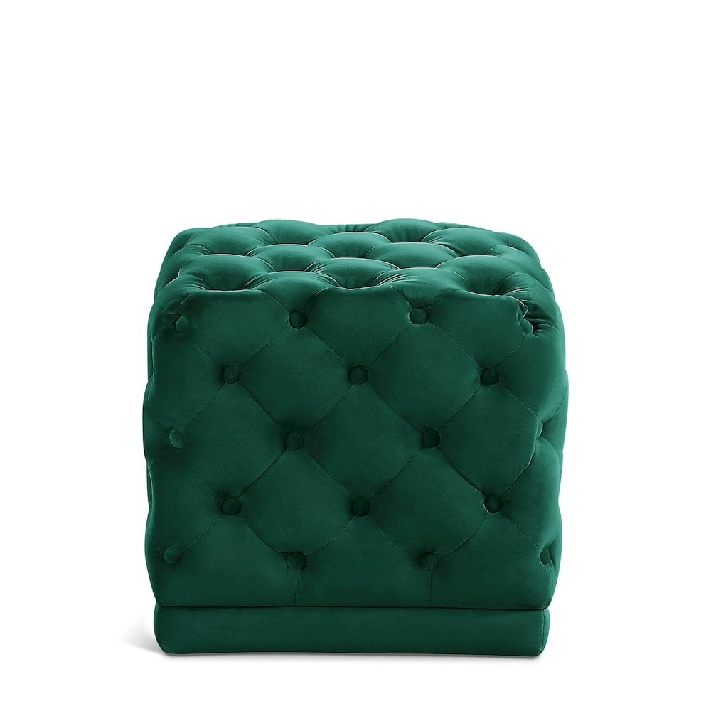 Meridian Furniture Stella Contemporary Velvet Ottoman/Stool in Green