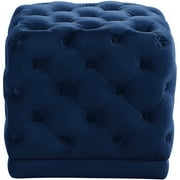 Meridian Furniture Stella Contemporary Velvet Ottoman/Stool in Navy