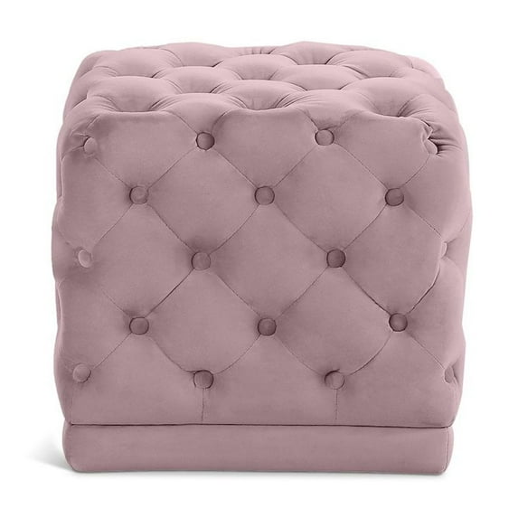 Meridian Furniture Stella Pink Velvet Ottoman/Stool