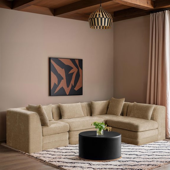 Meridian Furniture Stellar 114" Beige Chenille Fabric 4Pc. Modular Sectional
