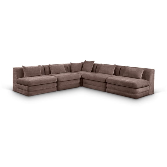 Meridian Furniture Stellar 114" Brown Chenille Fabric 5Pc. Modular Sectional
