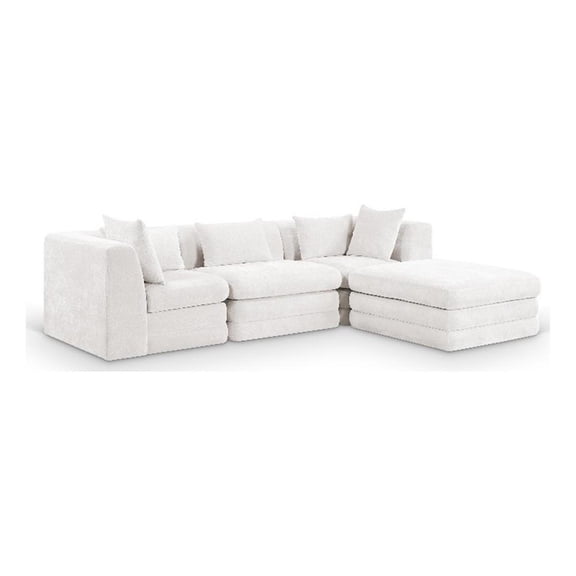 Meridian Furniture Stellar 114" Cream Chenille Fabric 4Pc. Modular Sectional