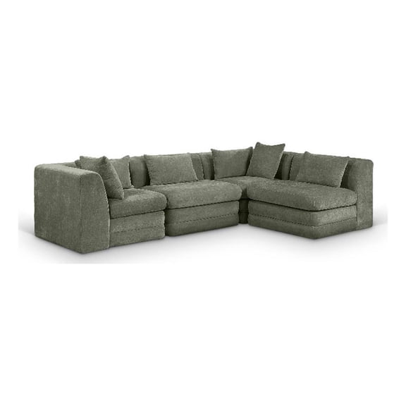 Meridian Furniture Stellar 114" Green Chenille Fabric 4Pc. Modular Sectional