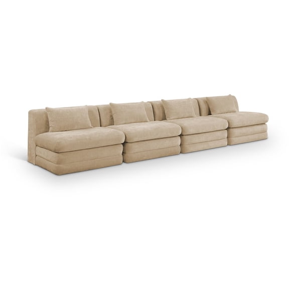 Meridian Furniture Stellar 152" Beige Chenille Fabric Upholstered 4pc. Modular Sofa