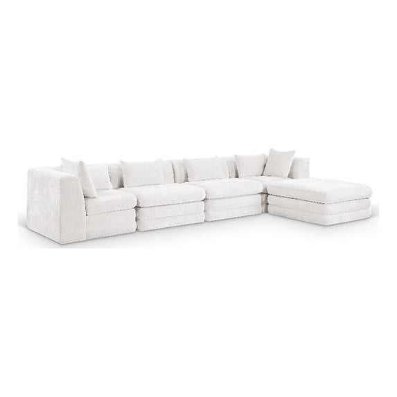 Meridian Furniture Stellar 152" Cream Chenille Fabric 5Pc. Modular Sectional