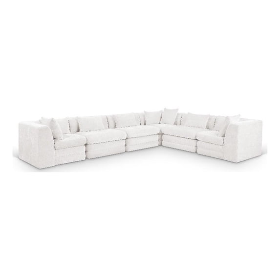 Meridian Furniture Stellar 152" Cream Chenille Fabric 6Pc. Modular Sectional