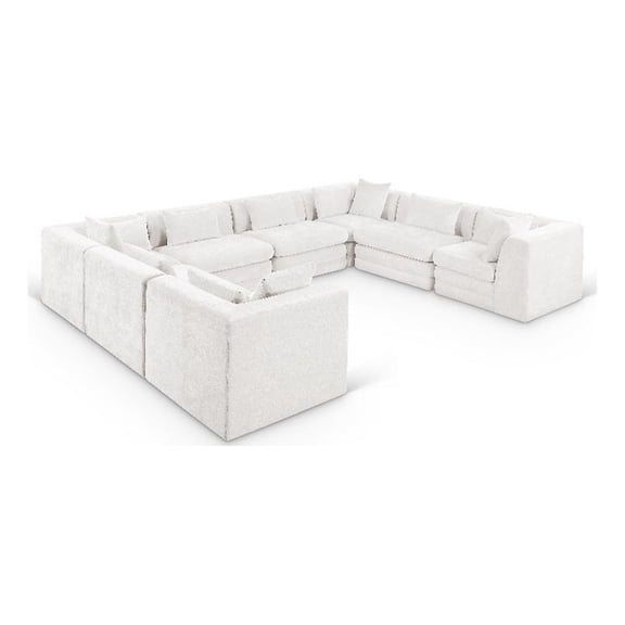 Meridian Furniture Stellar 152" Cream Chenille Fabric 8Pc. Modular Sectional
