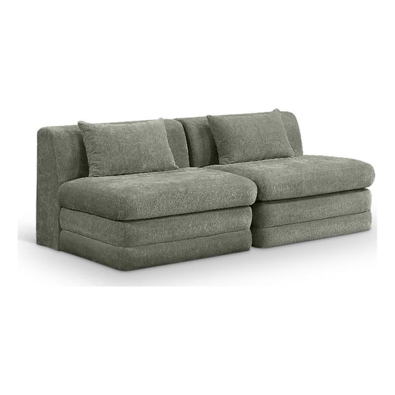 Meridian Furniture Stellar 76" Green Chenille Fabric 2pc. Modular Loveseat