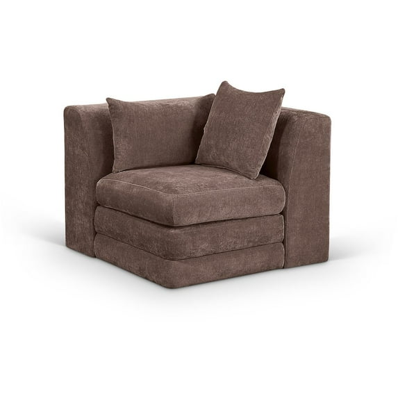 Meridian Furniture Stellar Brown Chenille Fabric Corner Modular Chair
