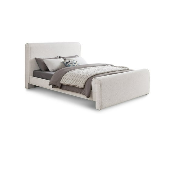Meridian Furniture Stylus Cream Boucle Fabric King Bed