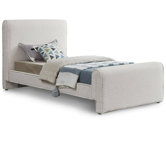 Meridian Furniture Stylus Cream Boucle Fabric Twin Bed