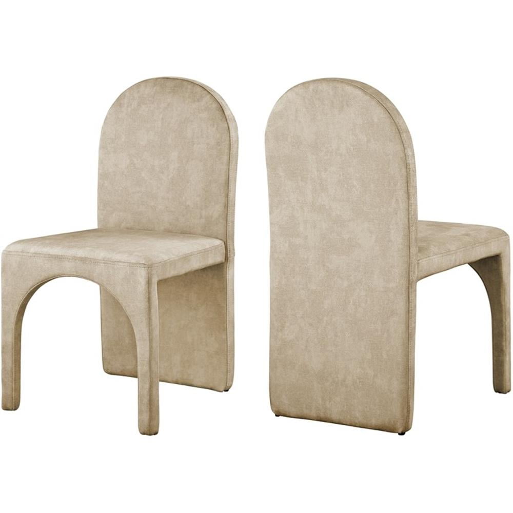 Meridian Furniture Summer Beige Velvet Dining Side Chair (Set of 2)