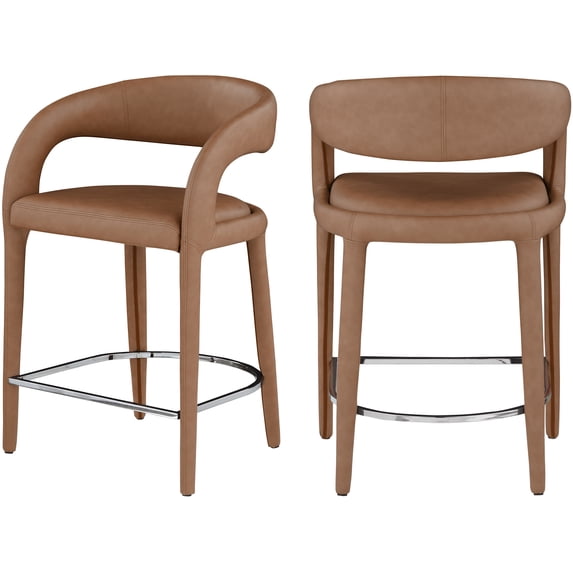 Meridian Furniture Sylvester Brown Vegan Leather Stool