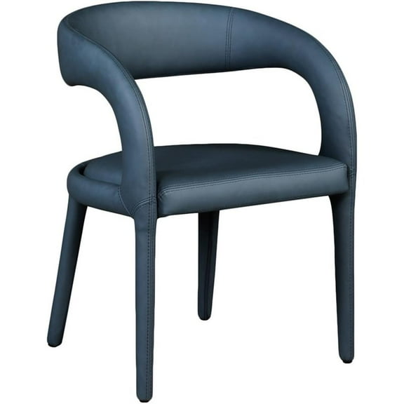 Meridian Furniture Sylvester Contemporary Faux Leather Dining Side Chairs, Navy