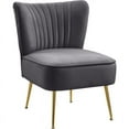 thumbnail image 1 of Meridian Furniture Tess Gray Velvet Accent Chair with Gold Legs, 1 of 5