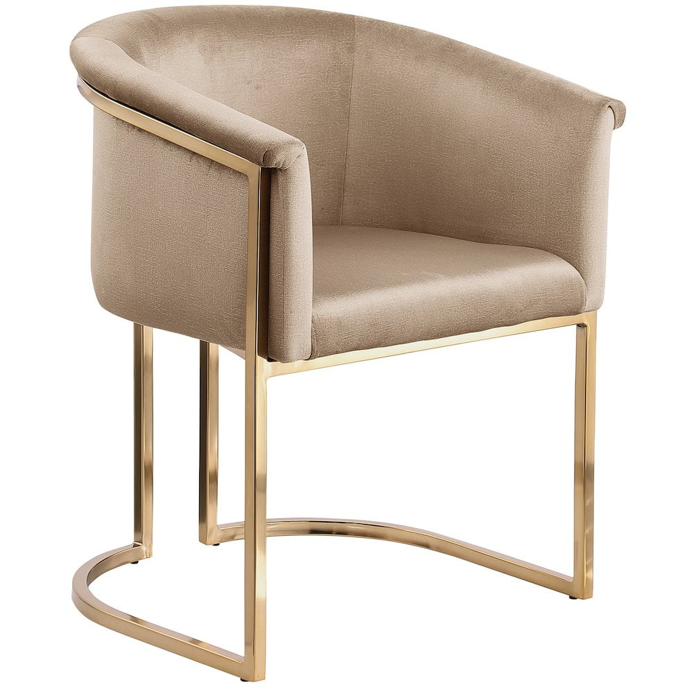 Tierra Beige Velvet Upholstered Dining Chair with Metal Frame