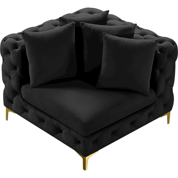 Meridian Furniture Tremblay Black Velvet Corner Chair