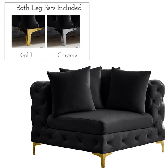 Meridian Furniture Tremblay Black Velvet Corner Chair