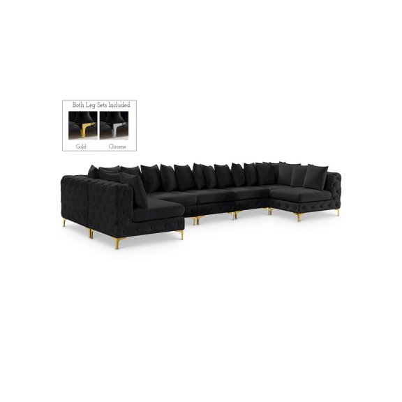 Meridian Furniture Tremblay Black Velvet Modular Sectional