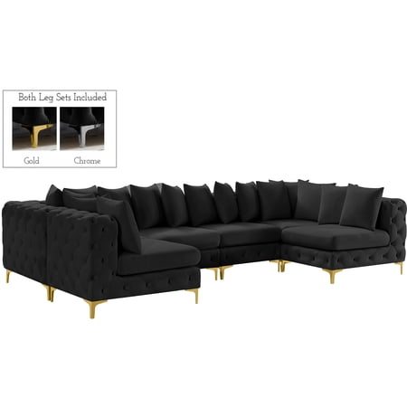 Meridian Furniture Tremblay Black Velvet Modular Sectional