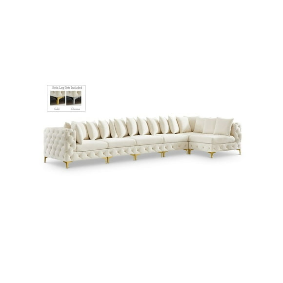 Meridian Furniture Tremblay Cream Velvet Modular Sectional