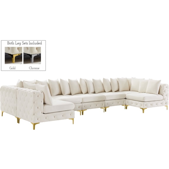 Meridian Furniture Tremblay Cream Velvet Modular Sectional