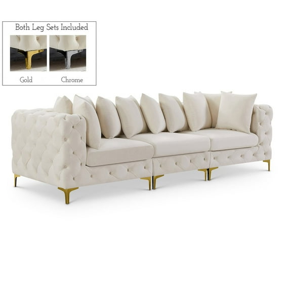 Meridian Furniture Tremblay Cream Velvet Modular Sofa