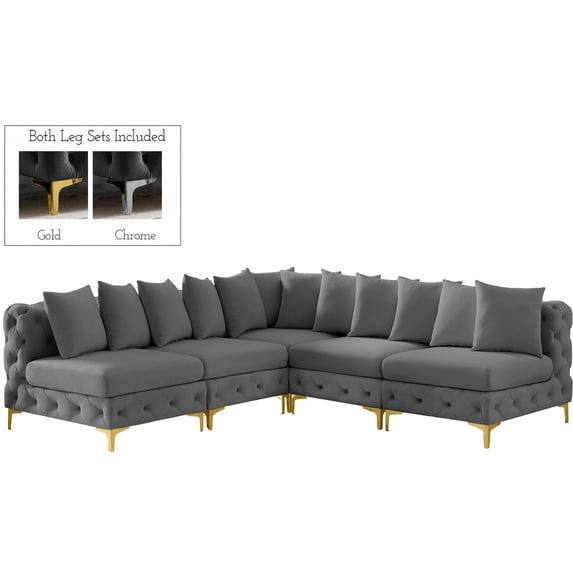 Meridian Furniture Tremblay Grey Velvet Modular Sectional