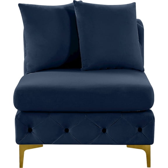 Meridian Furniture Tremblay Navy Velvet Armless Chair