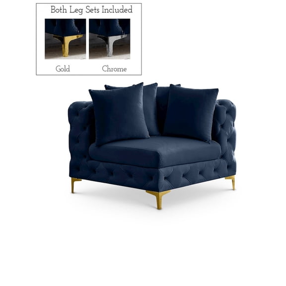 Meridian Furniture Tremblay Navy Velvet Corner Chair