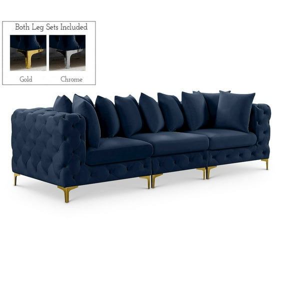 Meridian Furniture Tremblay Navy Velvet Modular Sofa
