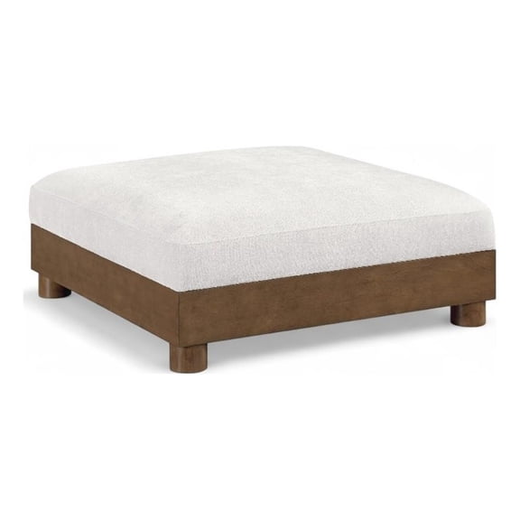 Meridian Furniture Turin Cream Chenille Fabric Upholstered Modular Ottoman