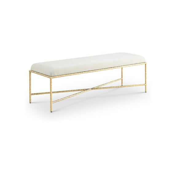 Meridian Furniture Valley Cream Chenille Fabric Bench