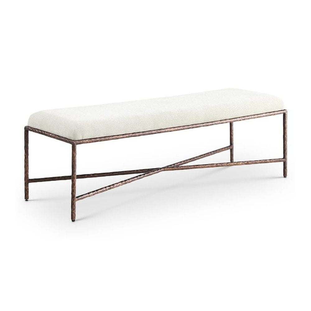 Meridian Furniture Valley Cream Chenille Fabric Bench - Walmart.com