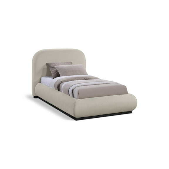 Meridian Furniture Vaughn Beige Chenille Fabric Twin Bed