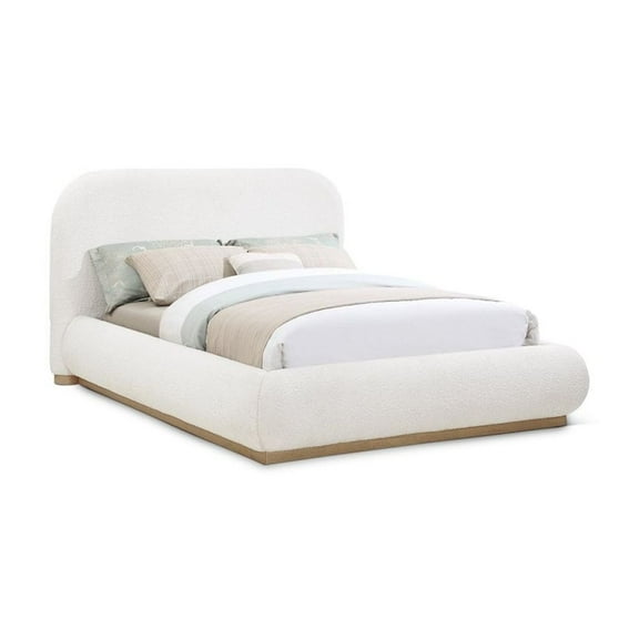 Meridian Furniture Vaughn Cream Boucle Fabric King Bed