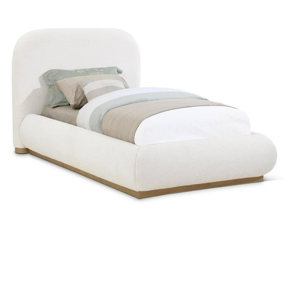 Meridian Furniture Vaughn Cream Boucle Fabric Twin Bed