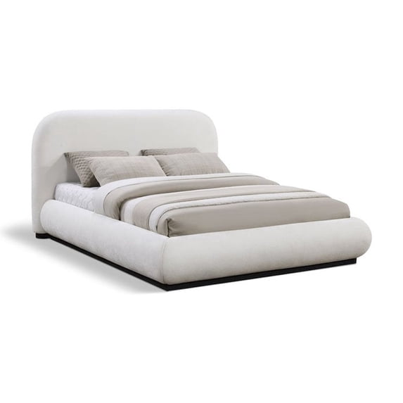 Meridian Furniture Vaughn Cream Chenille Fabric Full Bed
