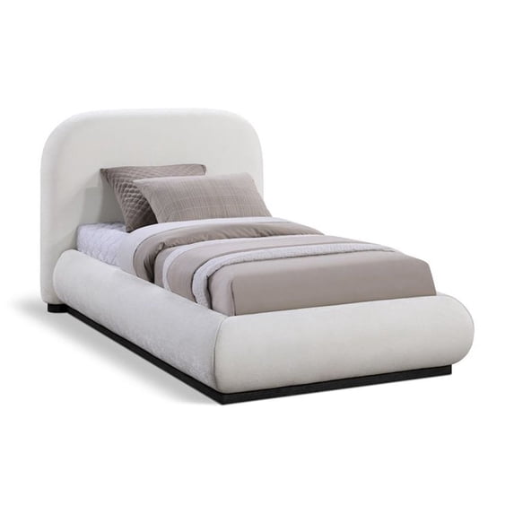 Meridian Furniture Vaughn Cream Chenille Fabric Twin Bed