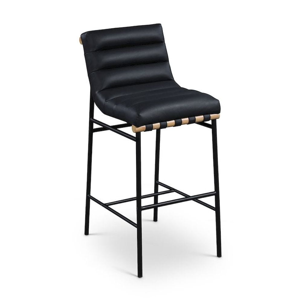 Meridian Furniture Burke Counter Bar Stool in Black Vegan Leather