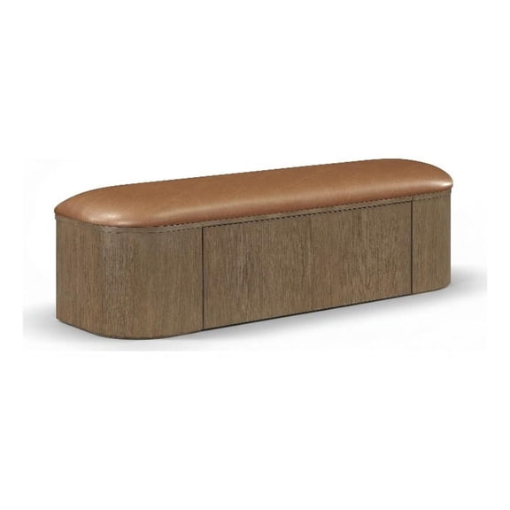 Meridian Furniture Velden Cognac Vegan Leather Upholstered Storage Bench
