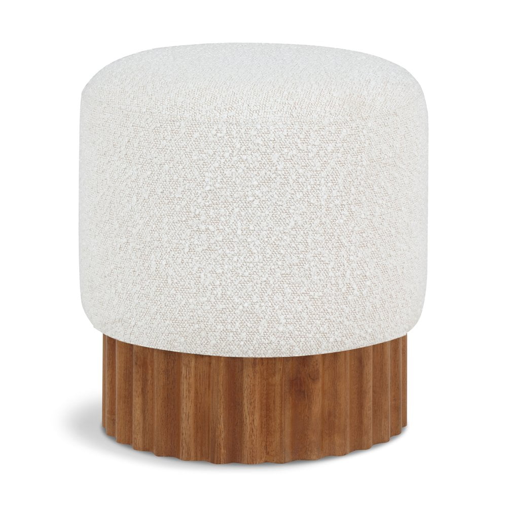 Meridian Furniture Veranda Boucle Fabric Ottoman/Stool in Cream/Brown