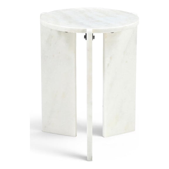 Meridian Furniture Vernazza White Genuine Marble End / Side Table